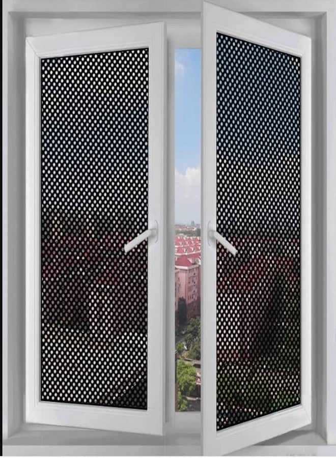 SUNBIRD Self-Adhesive Mesh Window Film Perforated Self Adhesive Black White Dotted One Way Film Privacy Glass Stickers for Home Office Decorat (24 X 48 Inch) - Image 1